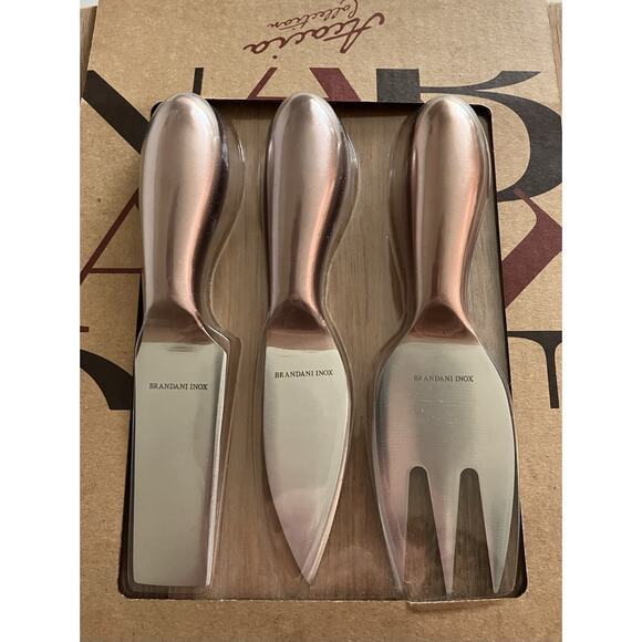 Brandani Italy Wooden Cheese Knife Set Acacia Cutting Board and 3 Servers NOB - Picture 2 of 7